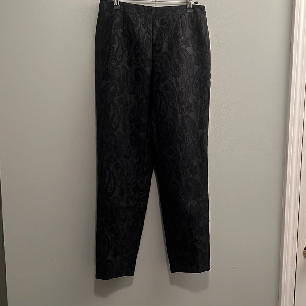 Brooks Brothers Women's Black Paisley Jacquard Crop Ankle Pant